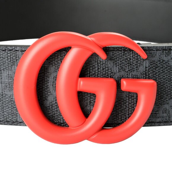 Gucci Guccissima Print Leather Double Red G Buckle Belt US 38 IT 95 - Picture 3 of 3